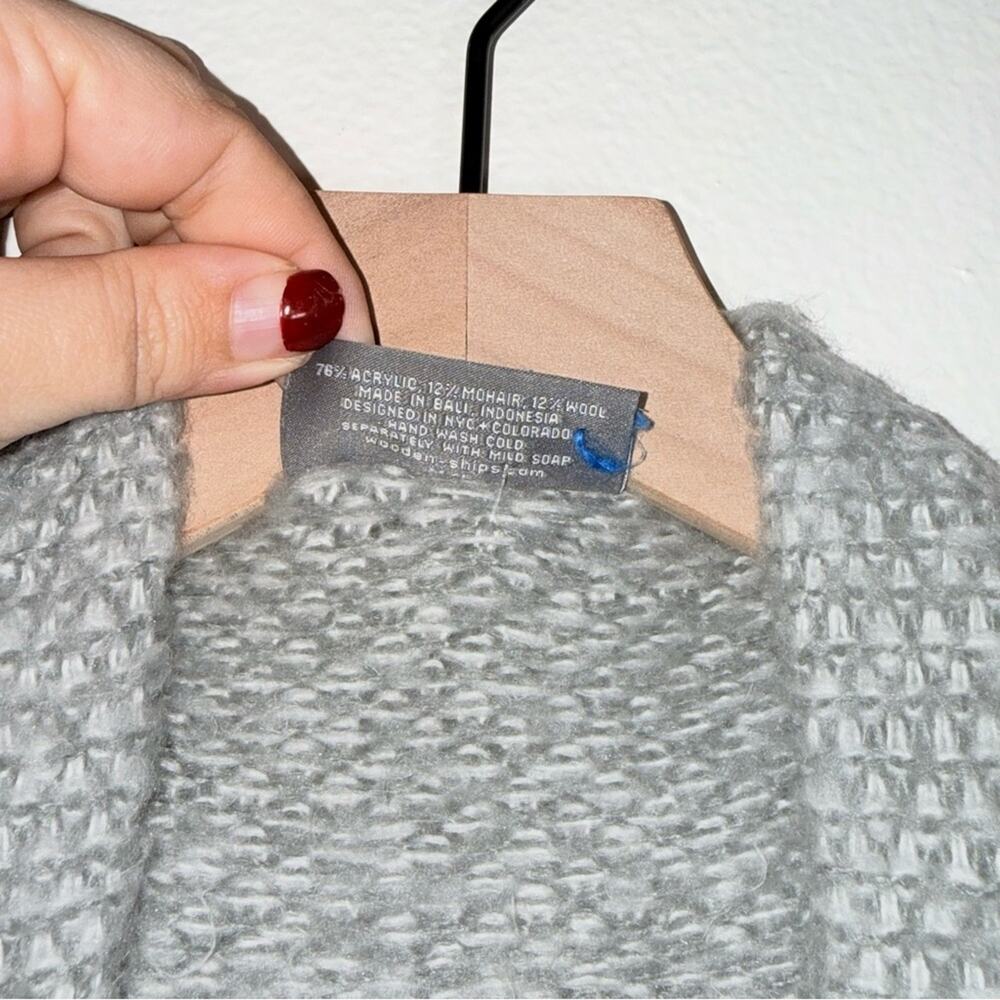 WOODEN SHIPS mohair wool blend open front long line cozy cardigan L - Picture 5 of 5